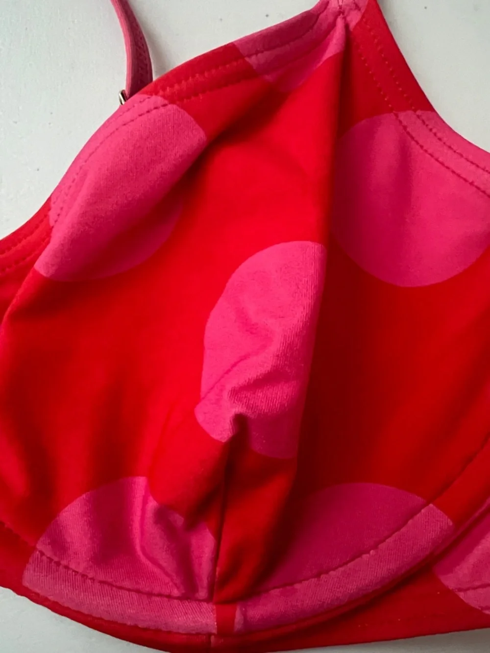 Kate Spade Flame Scarlett Polka Dot Underwire Bikini Top Large NWT Pink Red